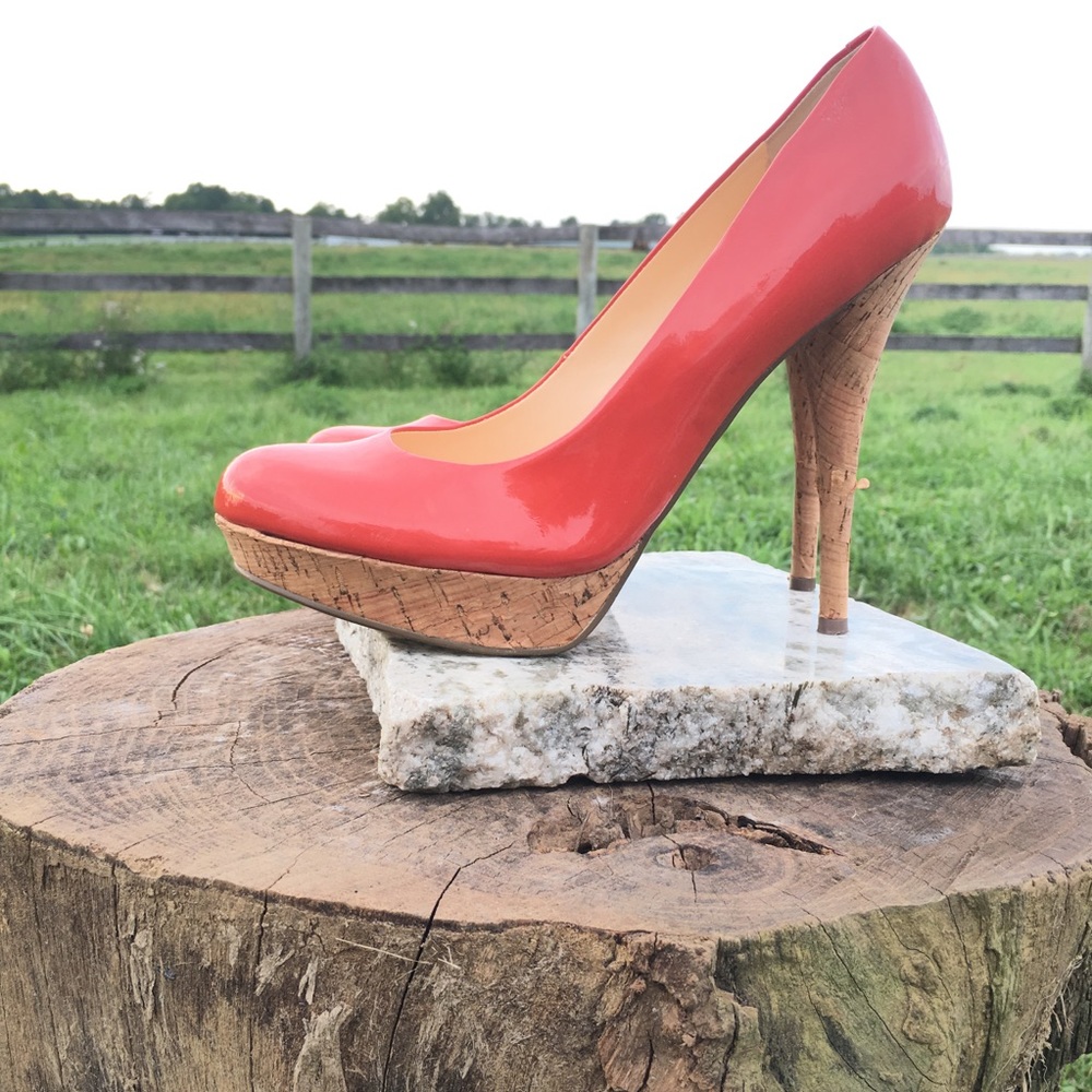 Guess Platform Pumps 9.5 Orange and Bamboo - Picture 3 of 8